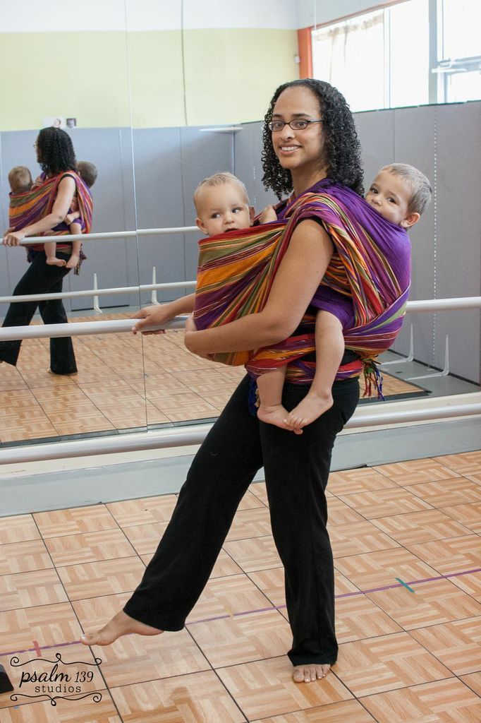 Wrapping 2 kids at Second Babywearing Ballet Class 13