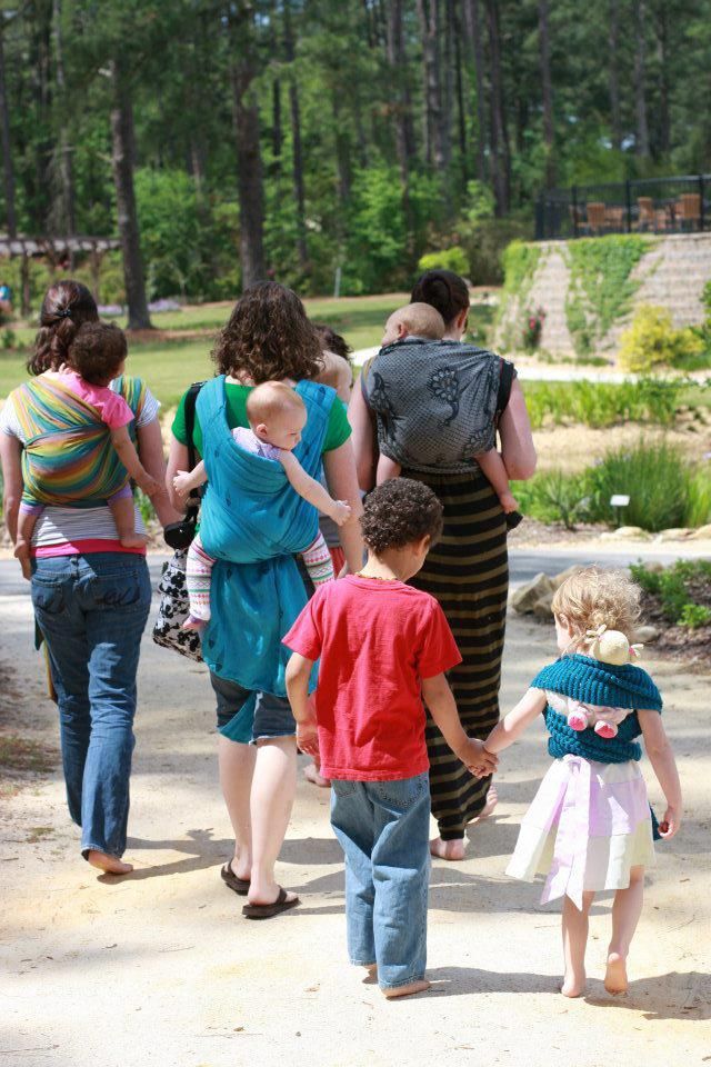 Back Babywearing with friends and kids
