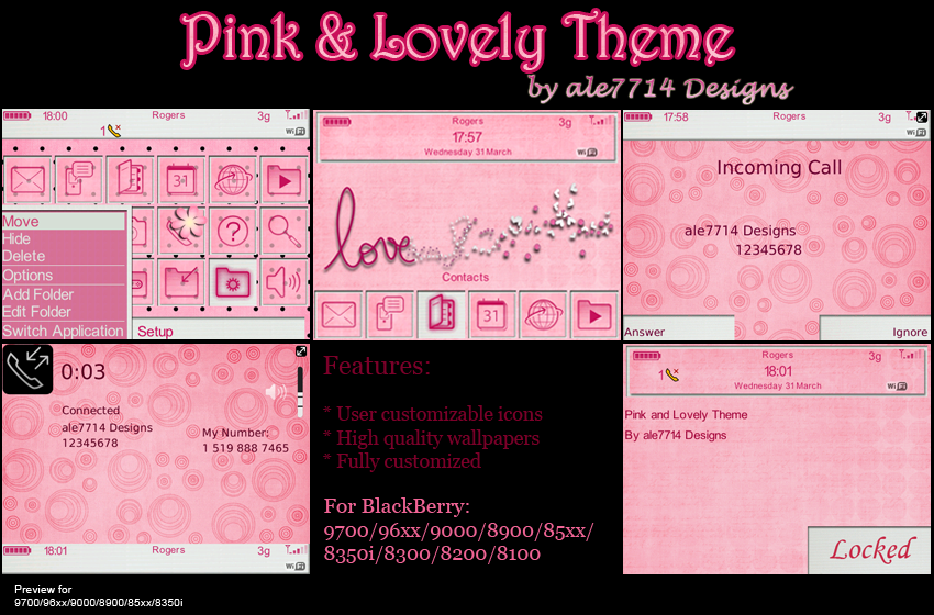 A great theme to give it a cute and refreshing look to your BlackBerry and 