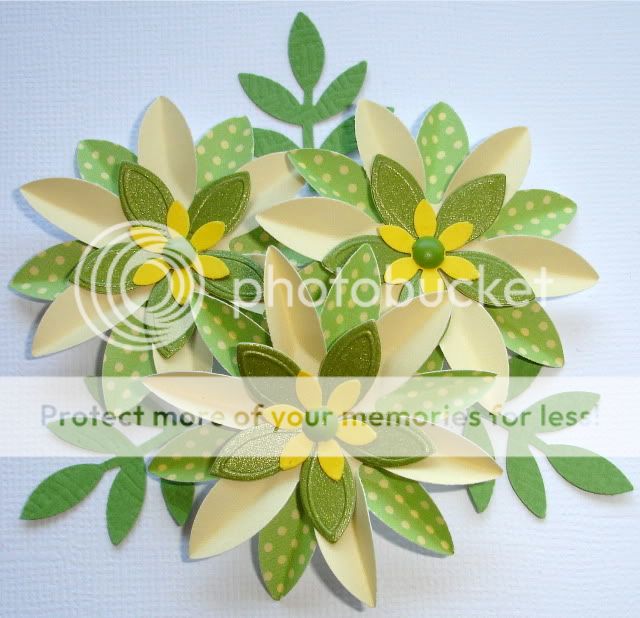 PAPER FLOWERS PASTEL SAGE & YELLOW POLKA DOT CREASED  