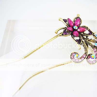 Purple flower Vintage U hair pin clip claw HC36B  