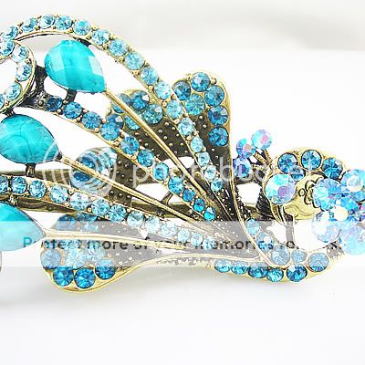 Turquoise Peacock Vintage fashion hair clip claw HC46A  