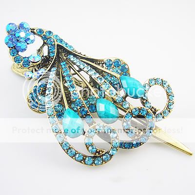 Turquoise Peacock Vintage fashion hair clip claw HC46A  