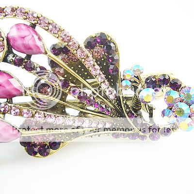 Amethyst peacock Vintage hair pin clip comb claw HC46B  