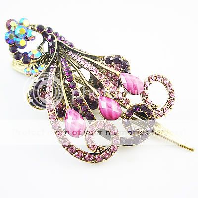 Amethyst peacock Vintage hair pin clip comb claw HC46B  