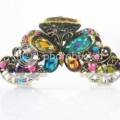 Color Crystal butterfly hair pin clip claw comb HC55C1  