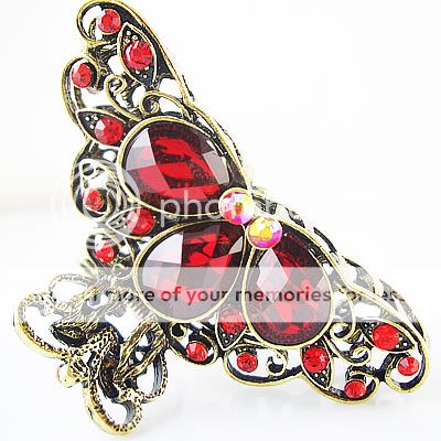 Ruby Crystal Vintage hair pin clip claw comb HC10D  