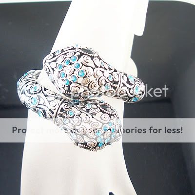 Snake Silver plated bracelet Full rhinestone BR105  