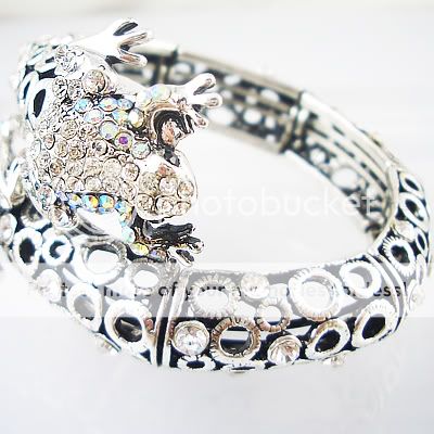 New Dainty two white frogs silver cuff bracelet BR70E  