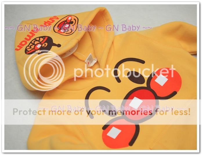 Anpanman Boys Girls Brushed Fleece Hoodie Jacket Yellow