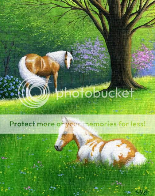 Palomino mare foal horse limited edition aceo print art  