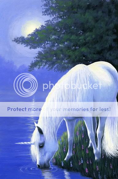 Unicorn horse misty moon limited edition aceo print art  